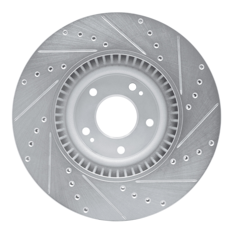 Hyundai Palisade Brake Rotor (1) - Front Left - R1 Concepts - Drilled & Slotted - Silver - `20-`25